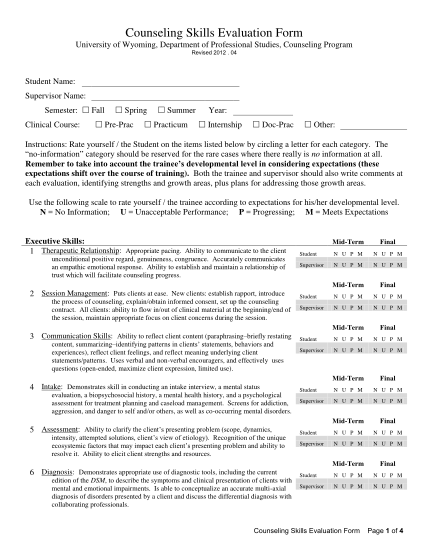 16518601-fillable-counseling-skills-evaluation-form-uwyo