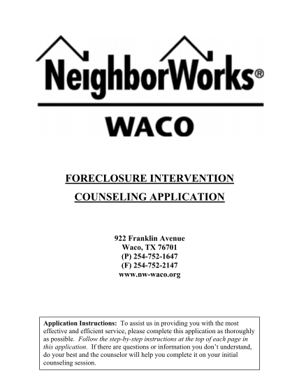 1668146-foreclosure2-0counseling2-0application-foreclosure-intervention-counseling-application-other-forms-nw-waco