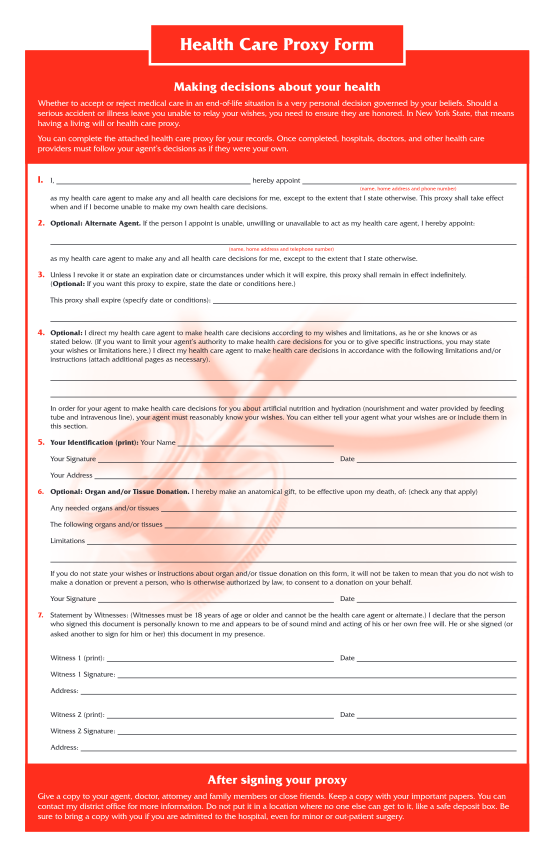 29 New York State Health Care Proxy Form Free To Edit Download Print CocoDoc