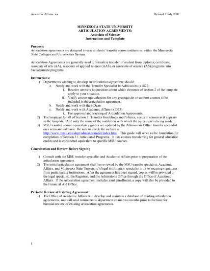 17102655-academic-affairs-ws-revised-2-july-2003-minnesota-state-university-articulation-agreements-associate-of-science-instructions-and-template-purpose-articulation-agreements-are-designed-to-ease-students-transfer-across-institutions-withi