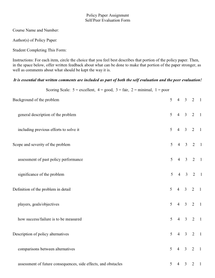 17112305-policy-paper-assignment-selfpeer-evaluation-form-course-name-muskingum