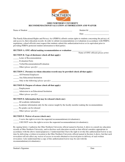 17155527-ferpa-letter-of-recommendation-form-ohio-northern-university-onu