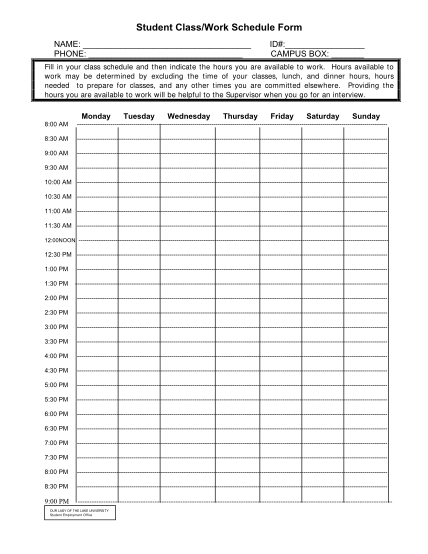 28 University Class Schedule Template page 2 - Free to Edit, Download ...