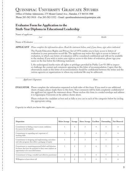 17177969-evaluator-form-for-application-to-the-sixth-year-diploma-in-quinnipiac
