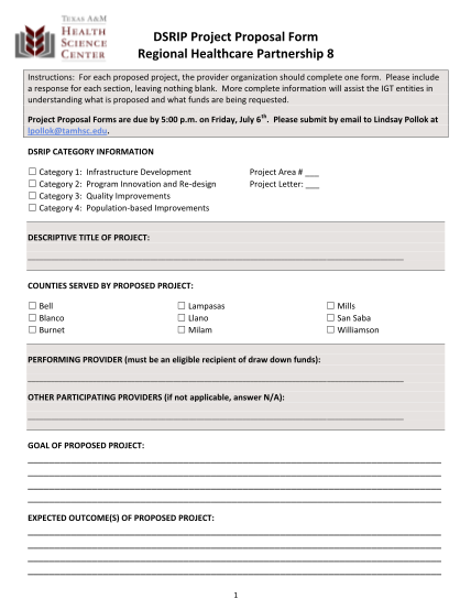 17236159-fillable-dsrip-project-proposal-form-regional-healthcare-partnership-8-tamhsc