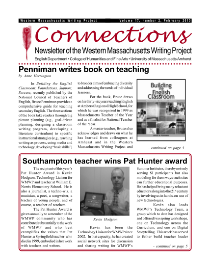 17499976-western-massachusetts-writing-project-volume-17-number-2-february-2010-connections-newsletter-of-the-western-massachusetts-writing-project-english-department-college-of-humanities-and-fine-arts-university-of-massachusetts-amherst-penn