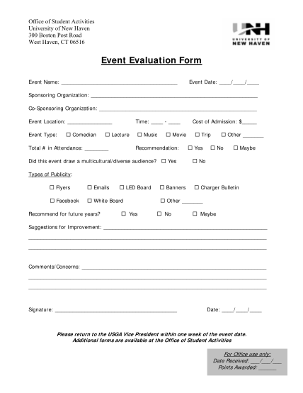 17569647-event-evaluation-form-university-of-new-haven-newhaven