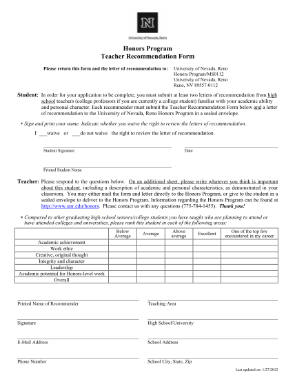 17 Recommendation Letter For Student From Professor Free To Edit 