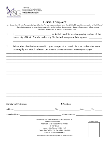 17603513-judicial-complaint-form-university-of-north-florida-unf