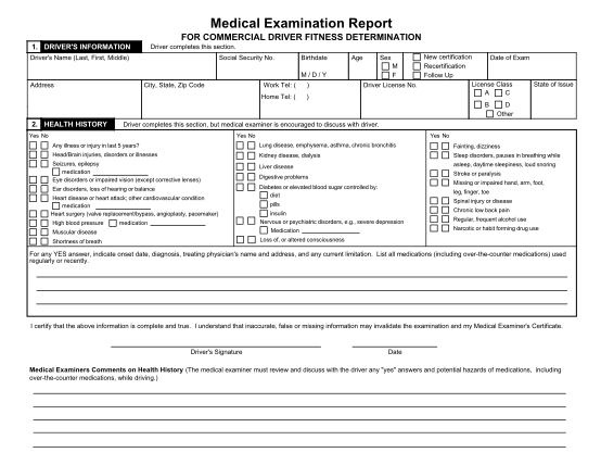 18 Medical Examination Report For Commercial Driver Fitness ...