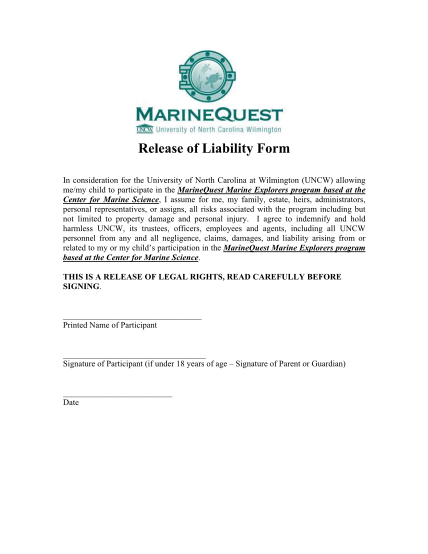 17627800-release-of-liability-form-university-of-north-carolina-wilmington-uncw
