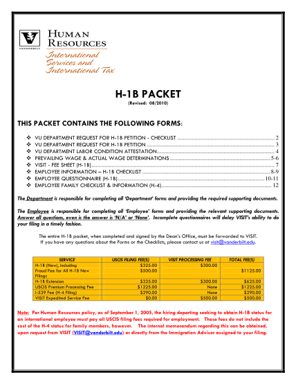 17641925-h-1b-packet-revised-082010-this-packet-contains-the-following-forms-vu-department-request-for-h-1b-petition-checklist-vanderbilt