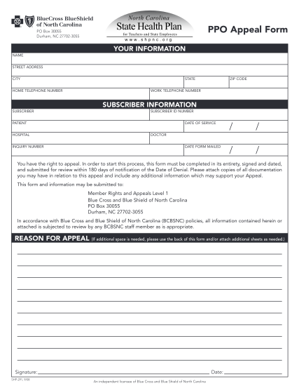 1792586-fillable-bcbs-appeal-department-in-durham-nc-form