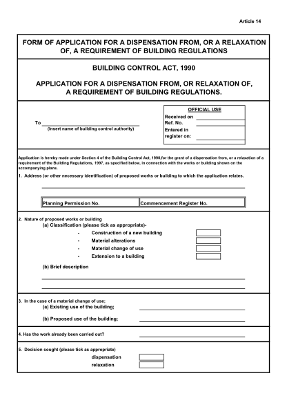 18461100-form-of-application-for-a-dispensation-from-or-a-offaly