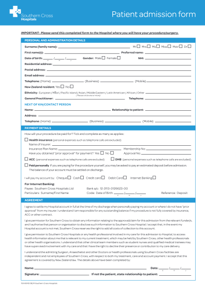 18527414-fillable-patient-admission-form-southern-cross-hospital