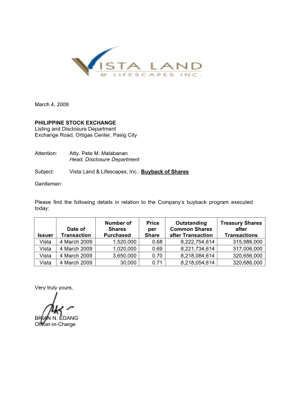18662812-march-4-2009-philippine-stock-exchange-listing-vista-land