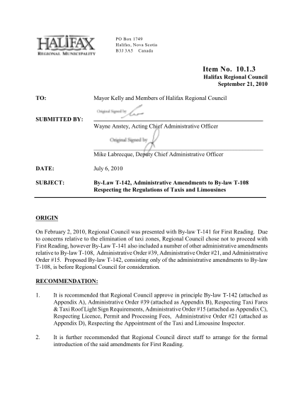 18966640-proposed-by-law-t-142-respecting-the-regulation-of-taxis-amp-limousines-and-amendments-to-admin-orders-15-21-amp-39-sept-2110-regional-council-hrm-halifax