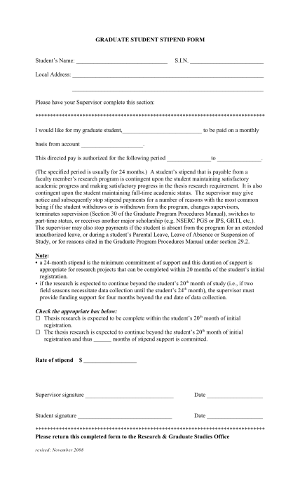 18 stipend agreement form - Free to Edit, Download & Print | CocoDoc