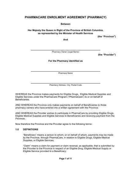18990694-fillable-pharmacy-enrolment-agreement-form-health-gov-bc