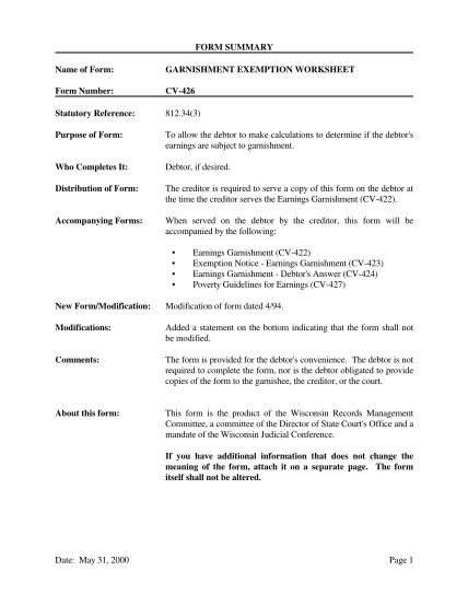 19198891-garnishment-exemption-worksheet-form-summary