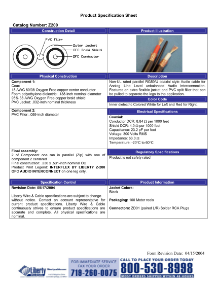 19231046-product-specification-sheet-catalog-number-z200-form-revision
