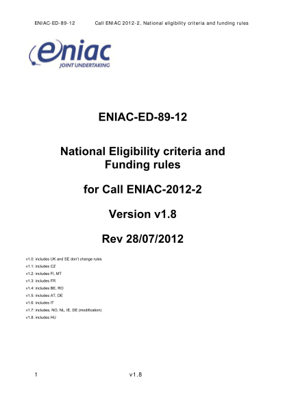 19409150-eniac-ed-89-12-national-eligibility-criteria-and-funding-rules-for-eniac