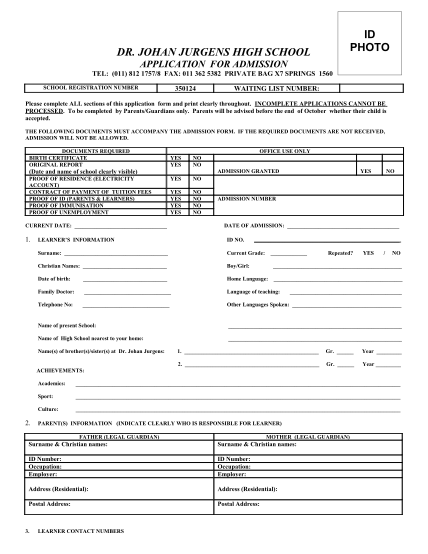 20391671-fillable-application-form-for-johan-jurgens-high-school