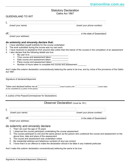 26 Statutory Declaration Forms Qld Page 2 Free To Edit Download And Print Cocodoc 2794