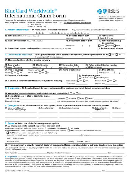 19 Bcbs International Claim Form Page 2 Free To Edit Download 