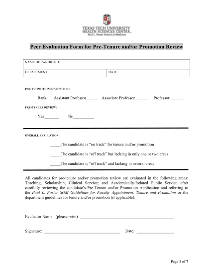 2101960-peer-evaluation-form-for-pre-tenure-andor-promotion-review-ttuhsc