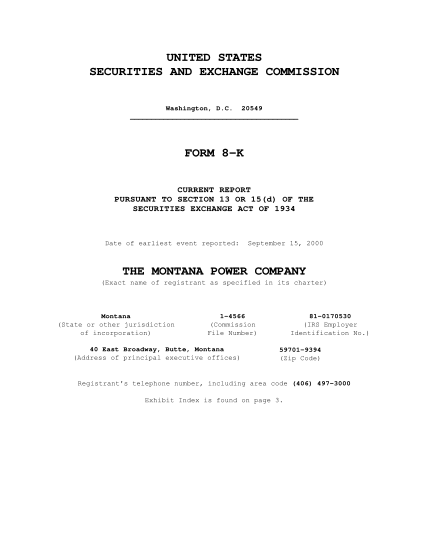 21423139-the-montana-power-company-securities-and-exchange-commission-sec
