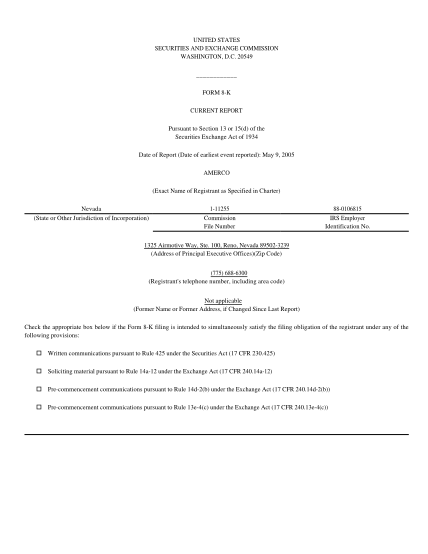 21429039-20549-form-8-k-current-report-pursuant-to-section-13-or-15d-of-the-securities-exchange-act-of-1934-date-of-report-date-of-earliest-event-reported-may-9-2005-amerco-exact-name-of-registrant-as-specified-in-charter-nevada-state-or