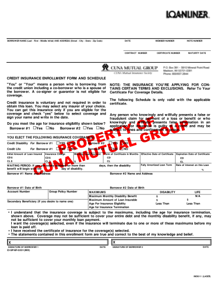 214736-fillable-cuna-insurance-enrollment-forms