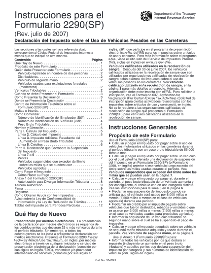 2151479-i2290sp-instructions-for-form-2290-sp-rev-july-2007-irs-tax-forms---2007