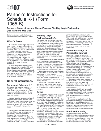 2151541-i1065bsk-2007-instructions-for-form-1065-b-schedule-k-1-irs-tax-forms--2007