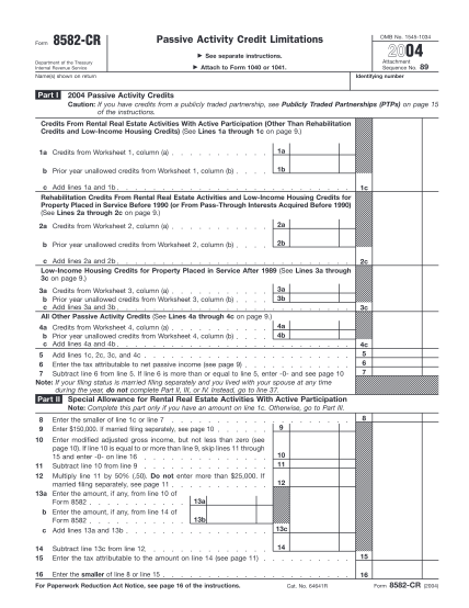 2158157-f8582cr-2004-form-8582-cr-passive-activity-credit-limitations-irs-tax-forms--2004---part-1