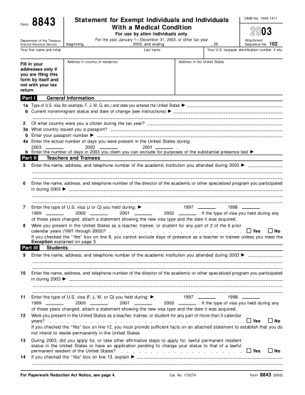 2160173-f8843-2003-form-8843-fill-in-version-statement-for-exempt-individuals-and-individuals-with-a-medical-condition-irs-tax-forms--2003---part-2
