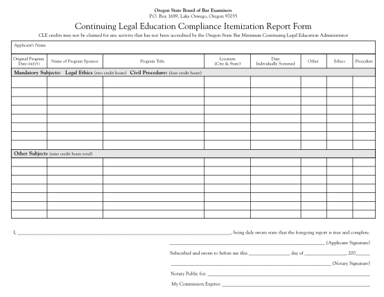 21661303-continuing-legal-education-compliance-itemization-report-form-osbar