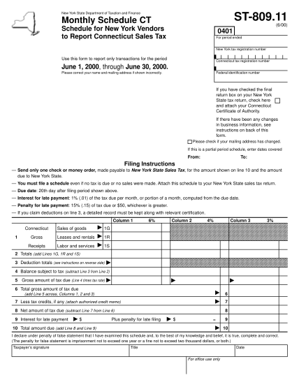 21757233-11-monthly-schedule-ct-600-schedule-for-new-york-vendors-to-report-connecticut-sales-tax-0401-for-period-ended-new-york-tax-registration-number-use-this-form-to-report-only-transactions-for-the-period-connecticut-tax-registration-numb