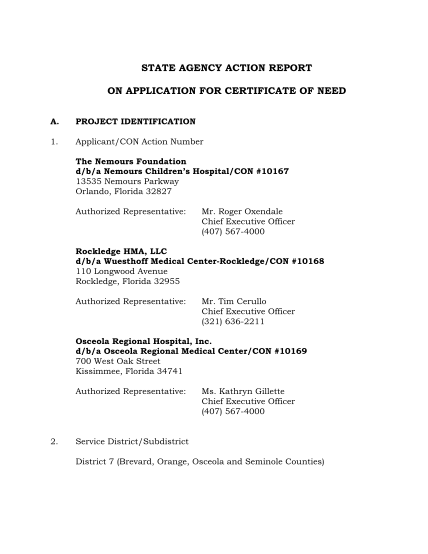 21866164-state-agency-action-report-on-application-for-certificate-of-need