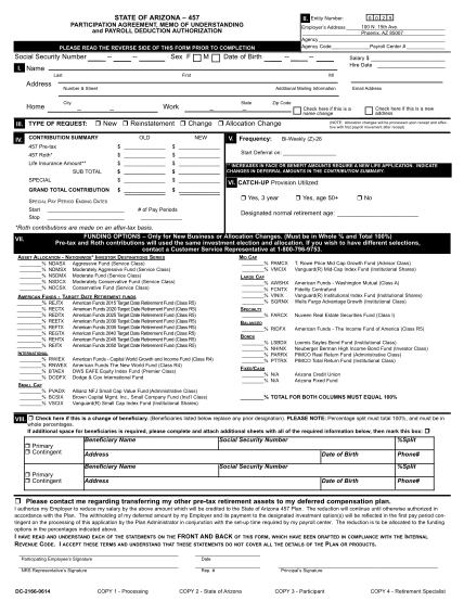 22224688-fillable-state-of-arizona-457-b-participation-agreement-payroll-deduction-authorization-for-deferred-compensation-plan-form