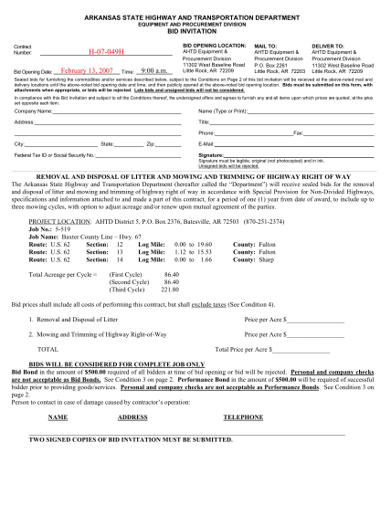 22339220-arkansas-state-highway-and-transportation-department-equipment-and-procurement-division-bid-invitation-contract-number-h-07-049h-bid-opening-date-february-13-2007-time-900-a
