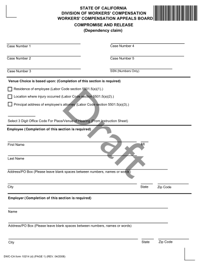 22424816-fillable-fillable-compromise-and-release-ca-wcab-form-dir-ca