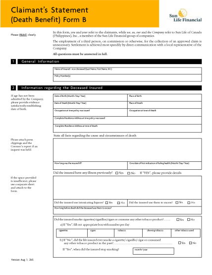 225831-death-claiman-ts-statement-20form-b-claimants-statement-form-b--1jul2k5---sun-life-financial-sun-life-fillable-forms