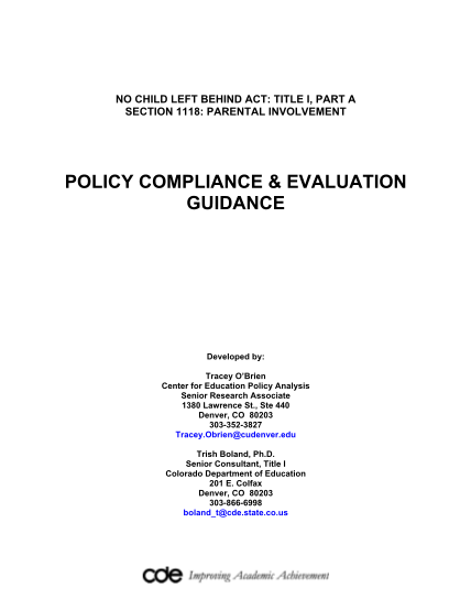 22634374-parent-involvement-policy-compliance-amp-evaluation-guidance-parent-involvement-cde-state-co