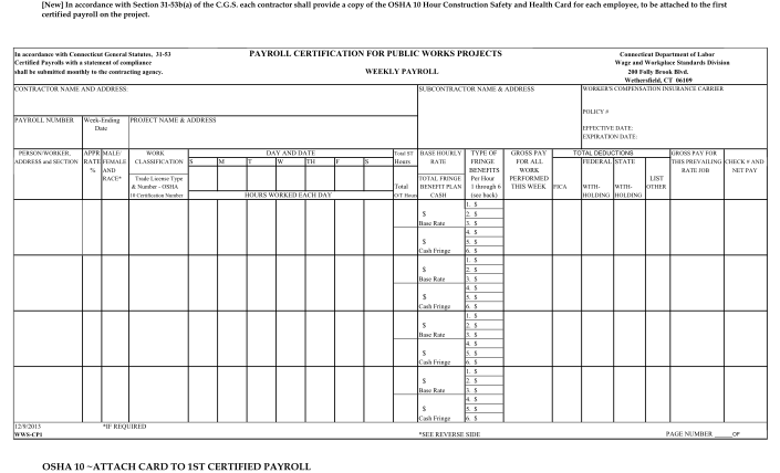 18 payroll certification for public works projects ct - Free to Edit ...