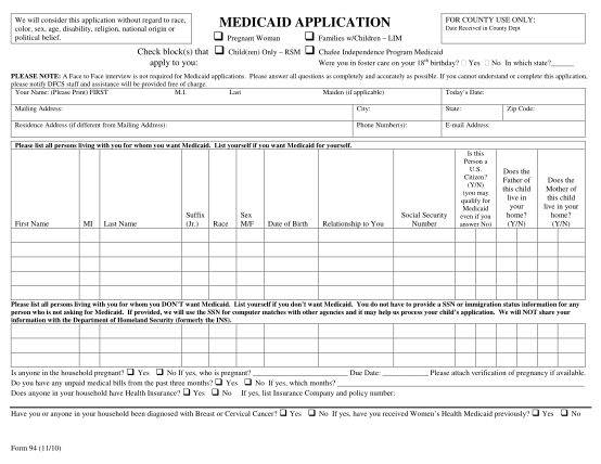 58 Medicaid Application Free To Edit Download Print CocoDoc