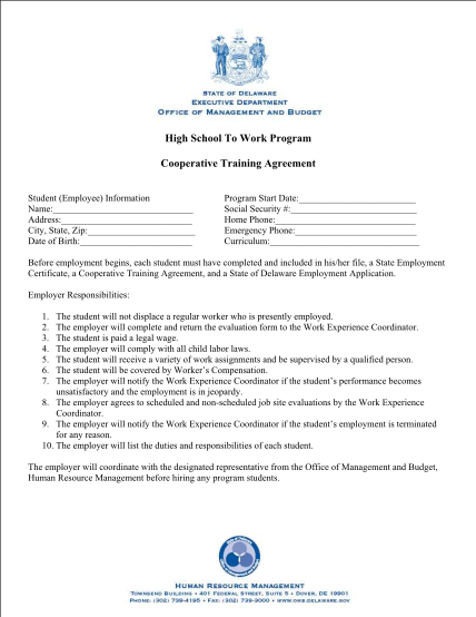22731440-high-school-to-work-program-cooperative-training-agreement
