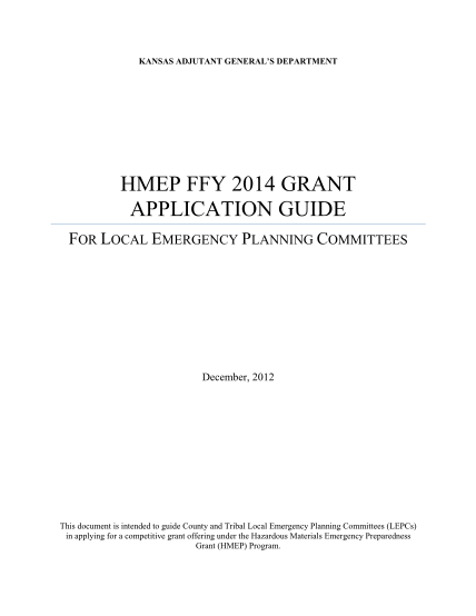 22812067-hmep-ffy-2014-grant-application-guide-kansas-adjutant-kansastag