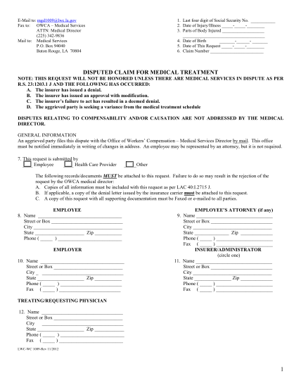 22924867-disputed-claim-for-medical-treatment-form-1009-laworks